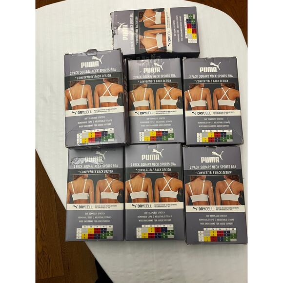 Puma Seamless Sports Bra 2-Pack (Size L) Black/White/Purple/Gray - Picture 11 of 13